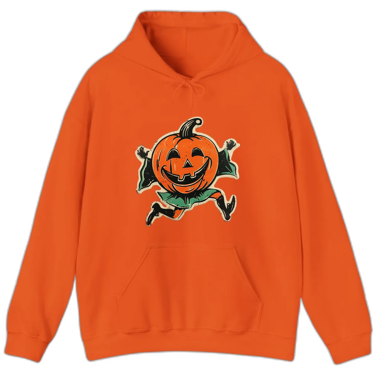 Happy Running Jack-o'-Lantern Hoodie in Orange