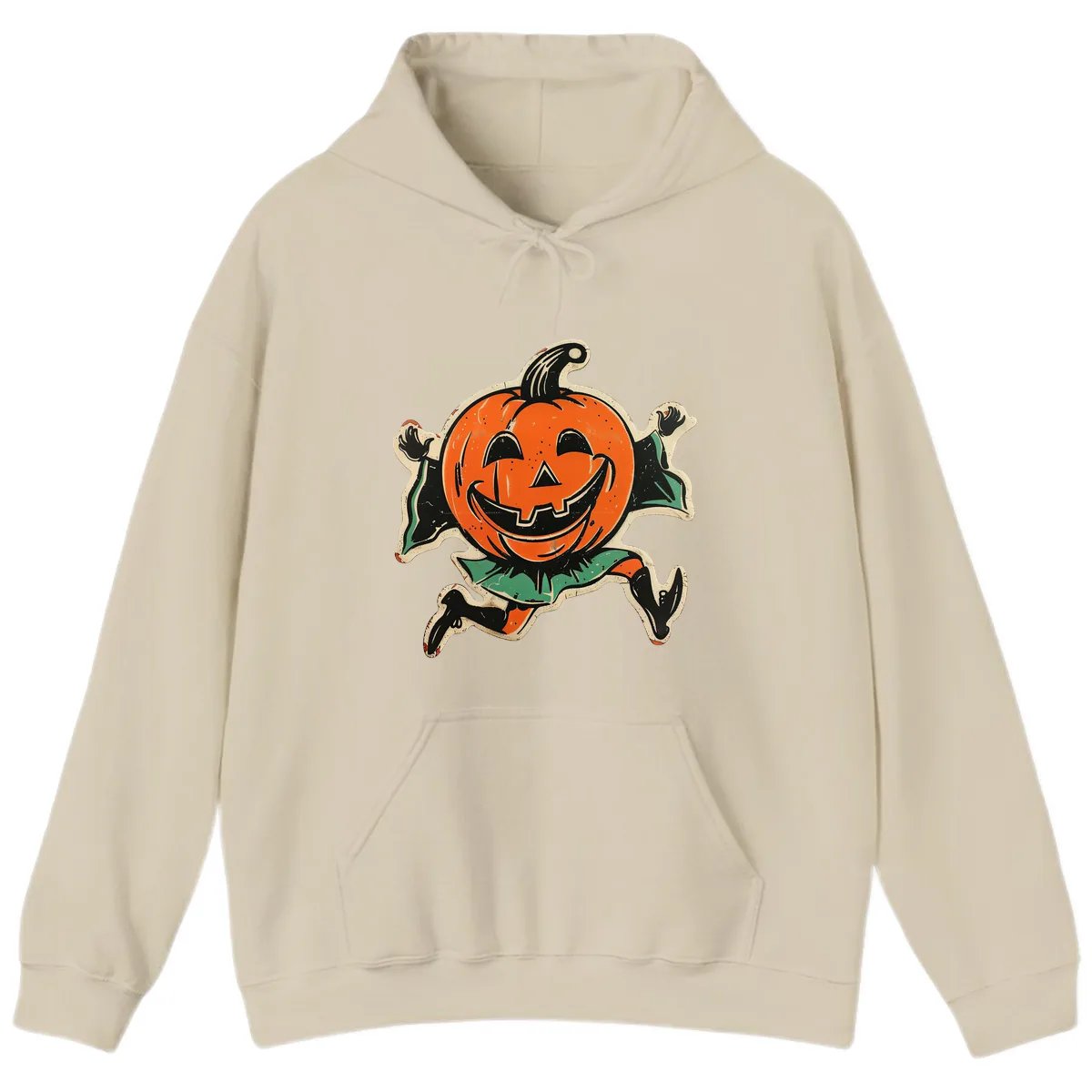 Happy Running Jack-o'-Lantern Hoodie in Sand