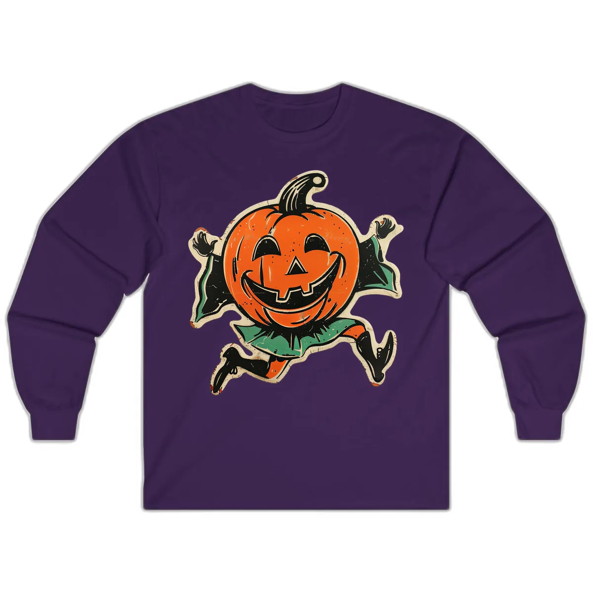 Happy Running Jack-o'-Lantern Long Sleeve in Purple
