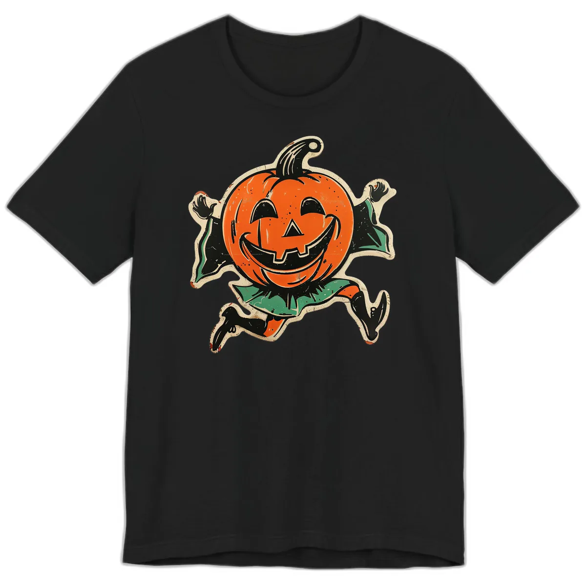 Happy Running Jack-o'-Lantern Premium T-Shirt in Black