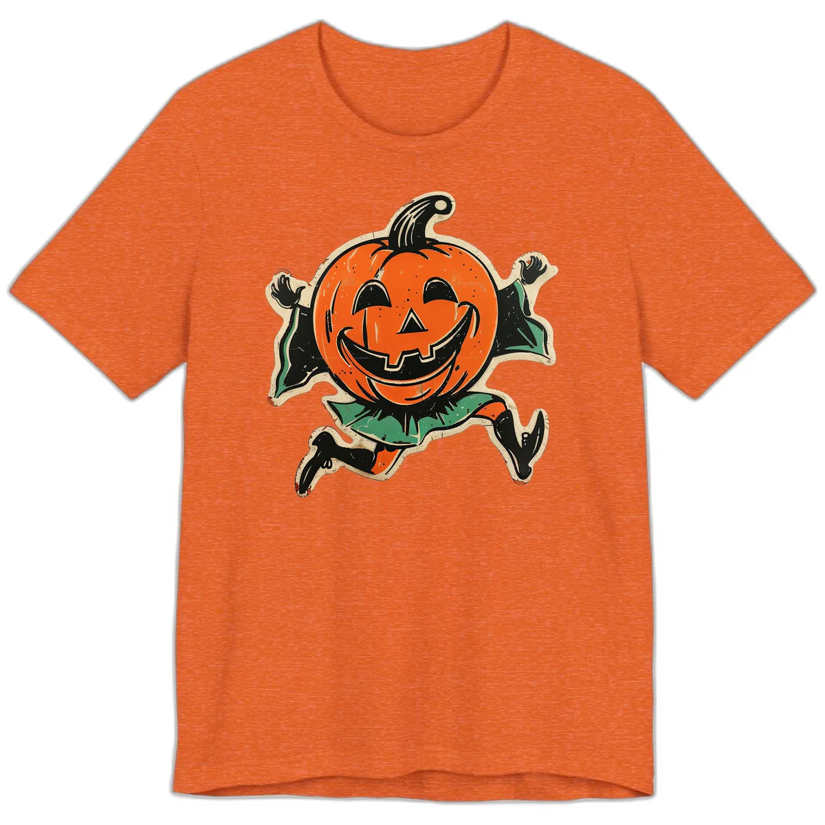 Happy Running Jack-o'-Lantern Premium T-Shirt in Heather Orange