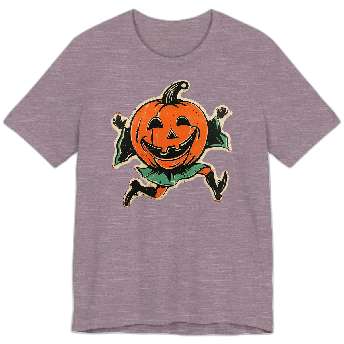 Happy Running Jack-o'-Lantern Premium T-Shirt in Heather Purple
