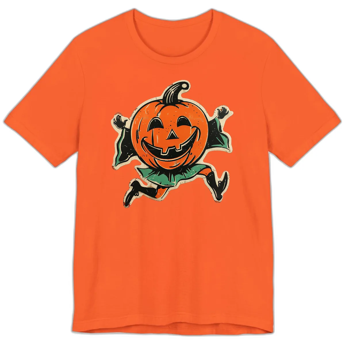Happy Running Jack-o'-Lantern Premium T-Shirt in Orange