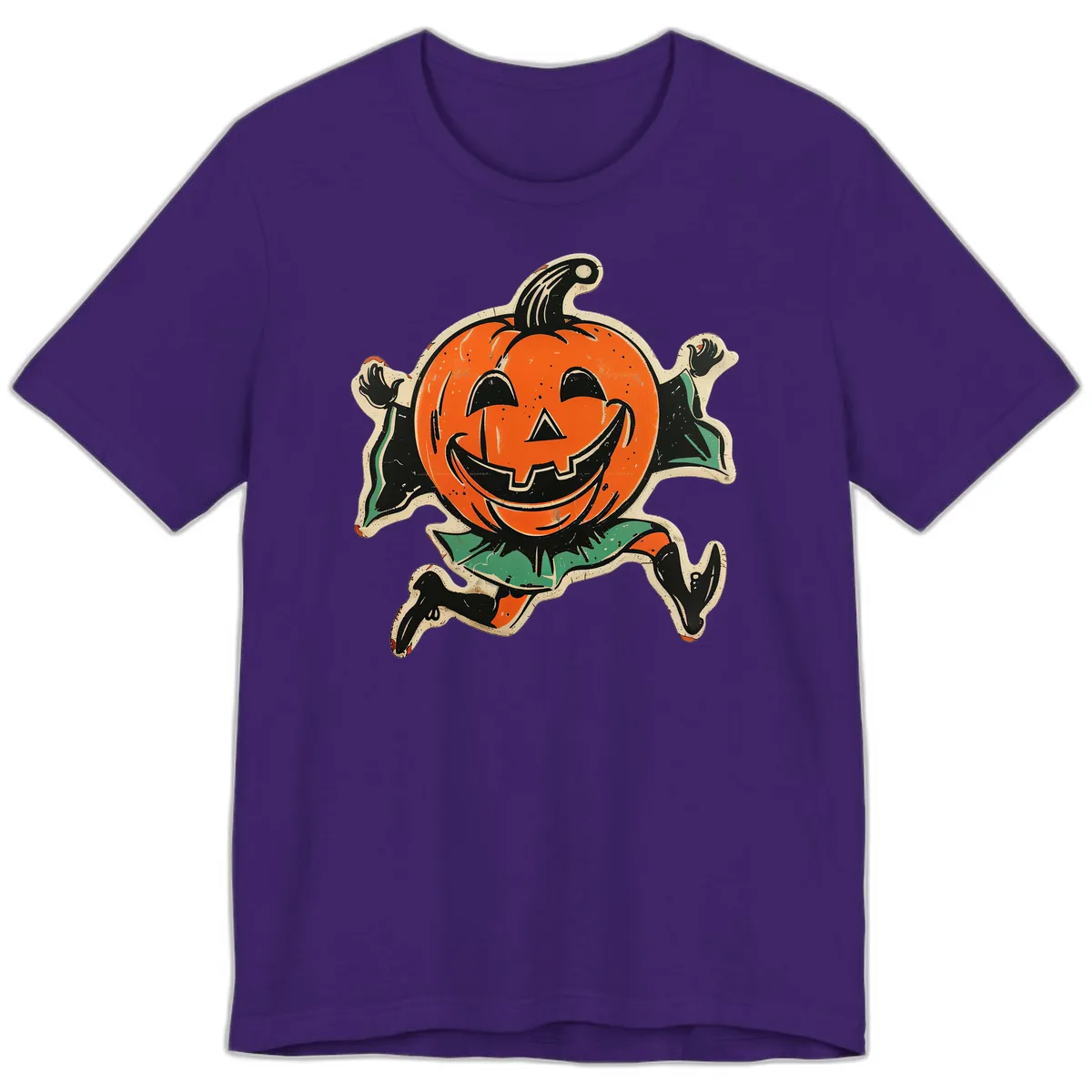 Happy Running Jack-o'-Lantern Premium T-Shirt in Team Purple