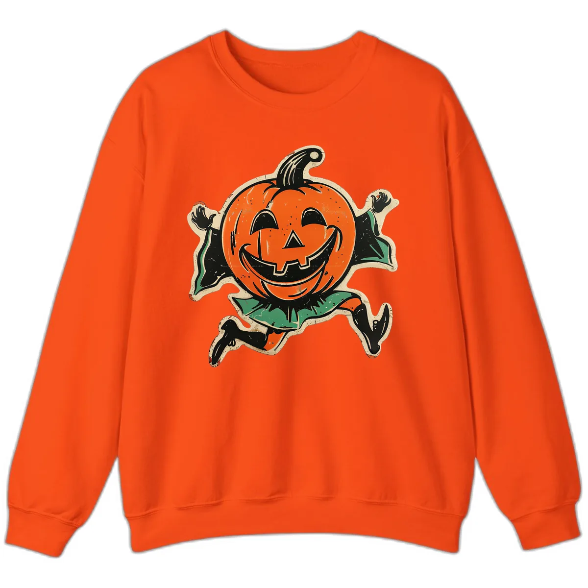 Happy Running Jack-o'-Lantern Sweatshirt in Orange