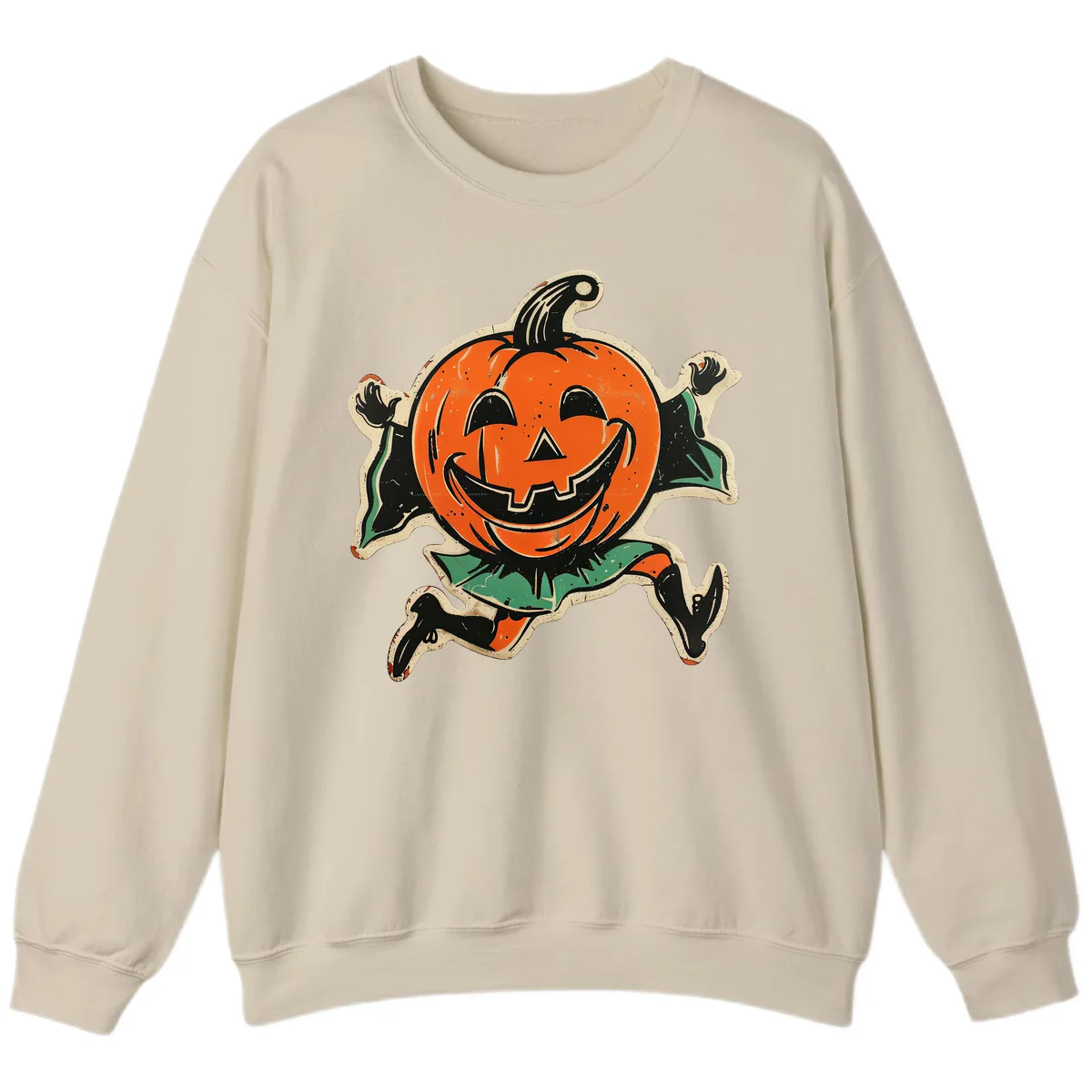 Happy Running Jack-o'-Lantern Sweatshirt in Sand