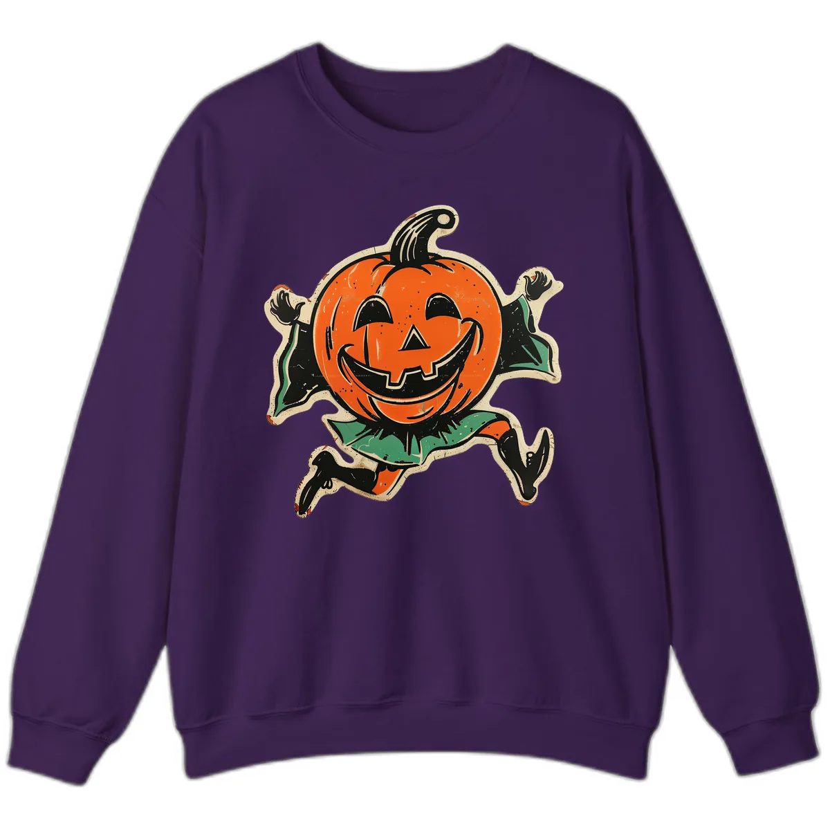 Happy Running Jack-o'-Lantern Sweatshirt in Purple