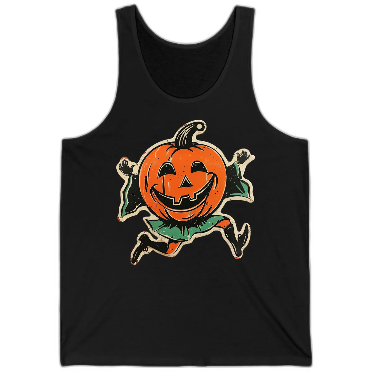 Happy Running Jack-o'-Lantern Tank in Black