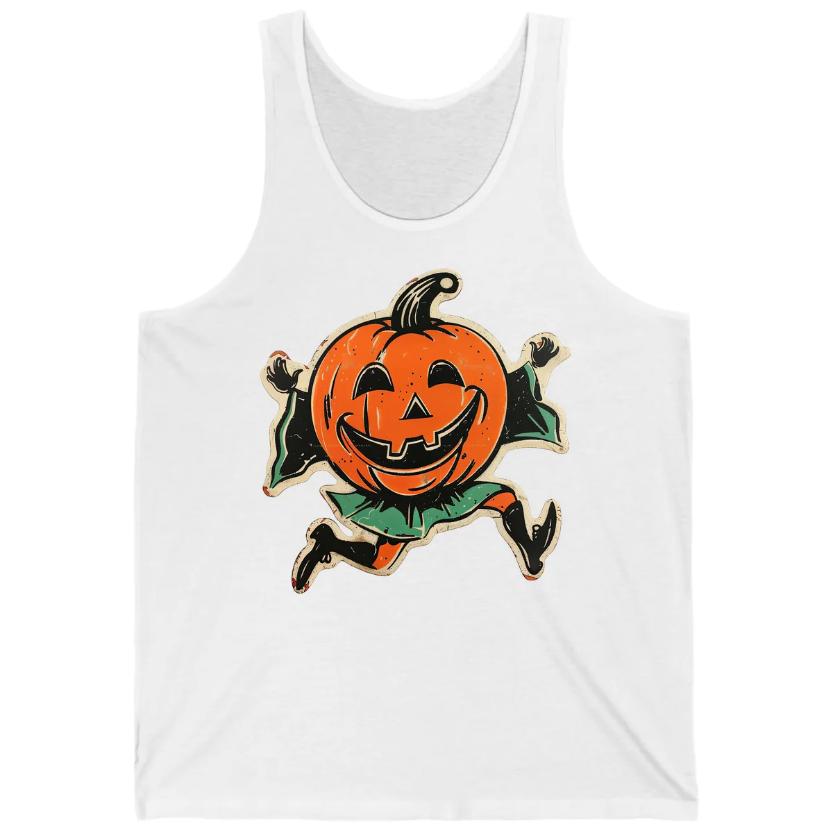 Happy Running Jack-o'-Lantern Tank in White