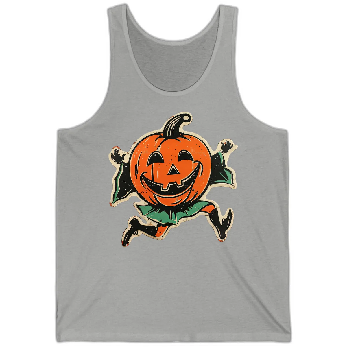 Happy Running Jack-o'-Lantern Tank in Athletic Heather