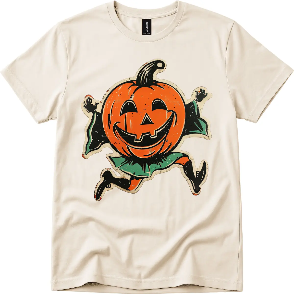 Happy Running Jack-o'-Lantern T-Shirt in Natural