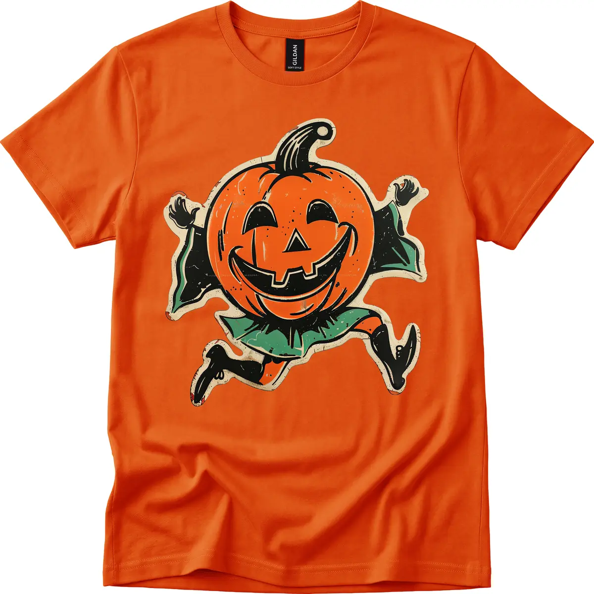 Happy Running Jack-o'-Lantern T-Shirt in Orange