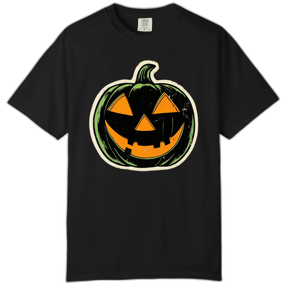 Vintage Jack-O'-Lantern Halloween Sign Comfort Color in Black