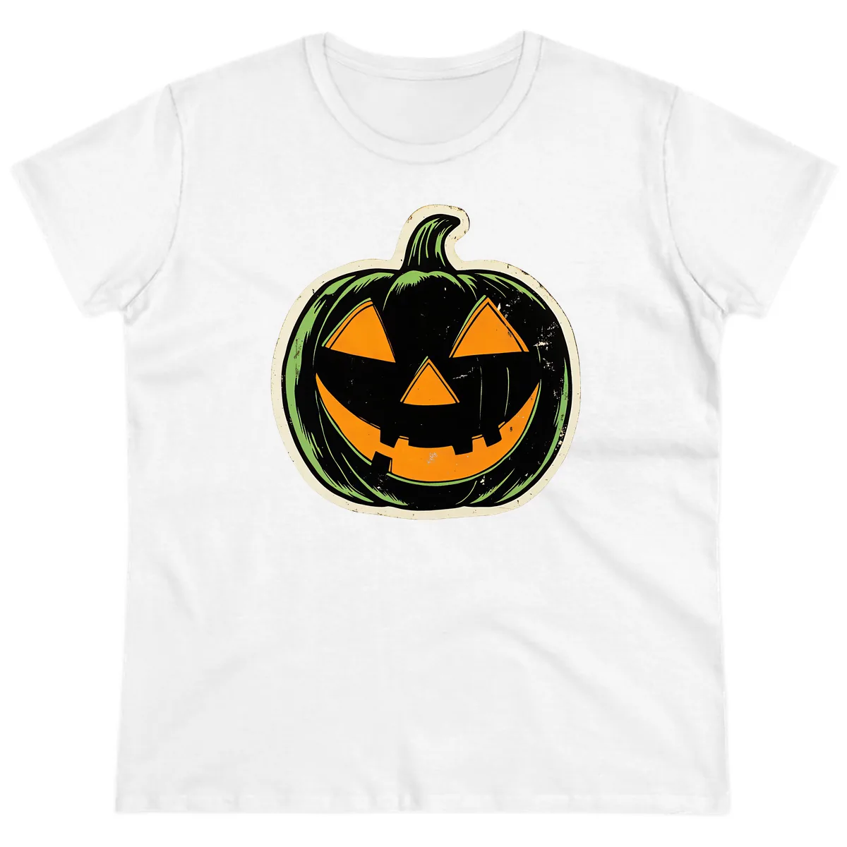 Vintage Jack-O'-Lantern Halloween Sign Ladies Tee in White