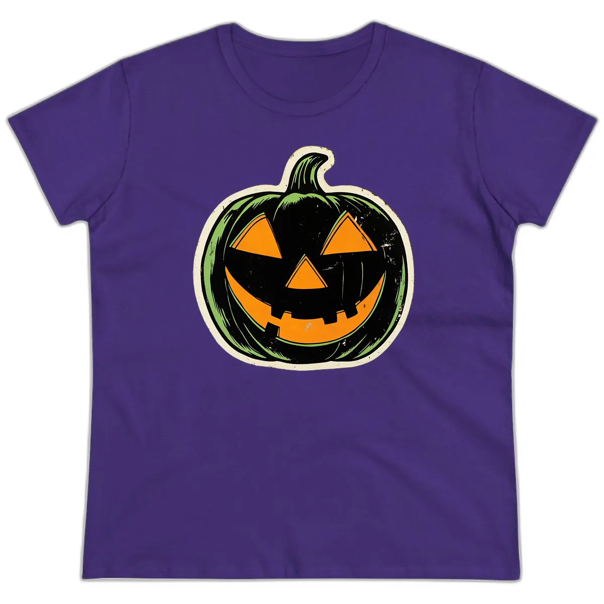Vintage Jack-O'-Lantern Halloween Sign Ladies Tee in Purple