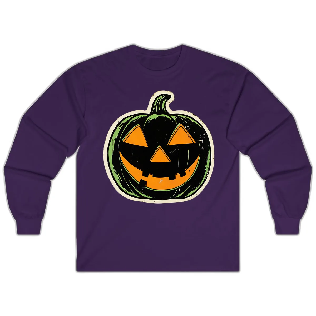 Vintage Jack-O'-Lantern Halloween Sign Long Sleeve in Purple