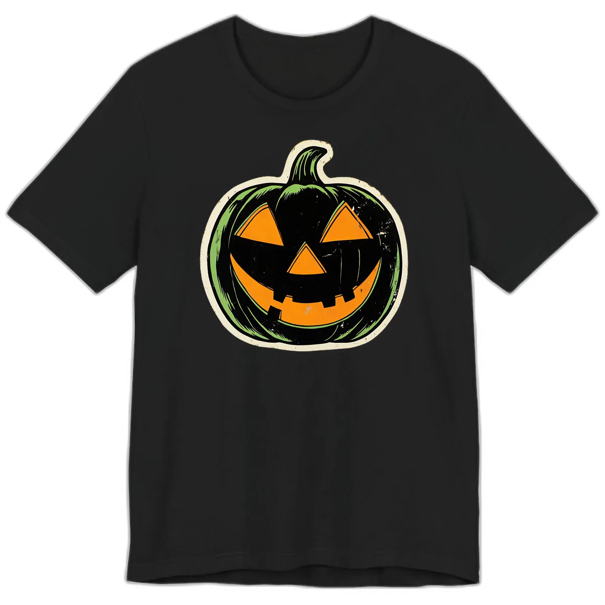 Vintage Jack-O'-Lantern Halloween Sign Premium T-Shirt in Black