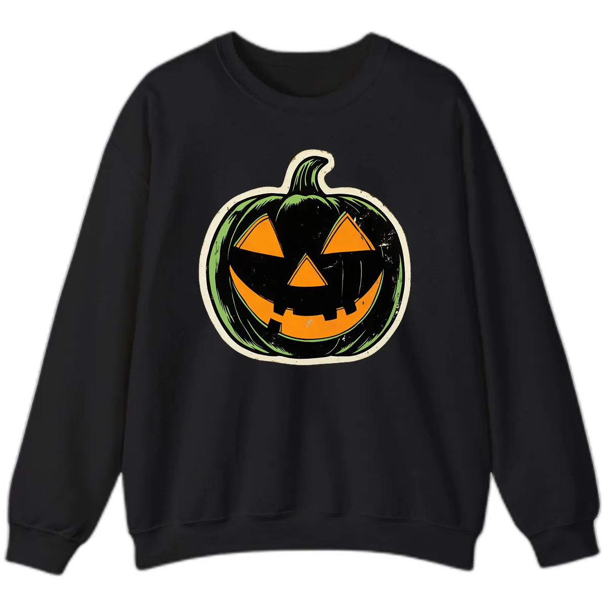 Vintage Jack-O'-Lantern Halloween Sign Sweatshirt in Black