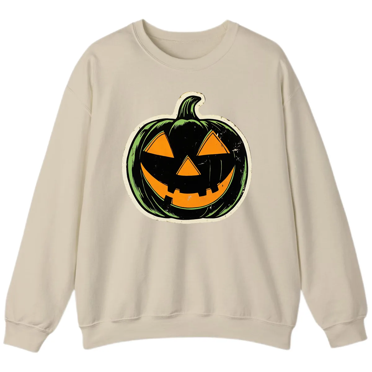 Vintage Jack-O'-Lantern Halloween Sign Sweatshirt in Sand