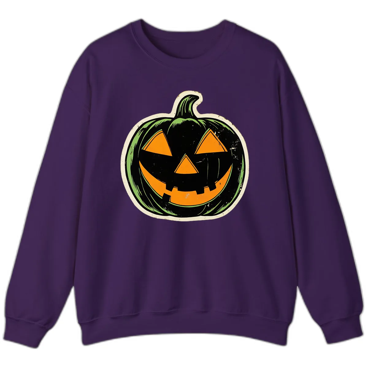 Vintage Jack-O'-Lantern Halloween Sign Sweatshirt in Purple