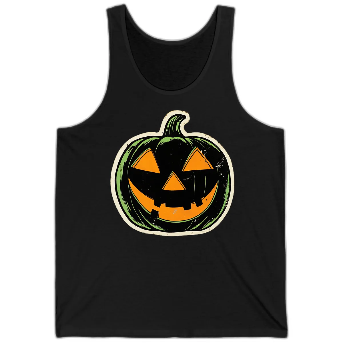 Vintage Jack-O'-Lantern Halloween Sign Tank in Black