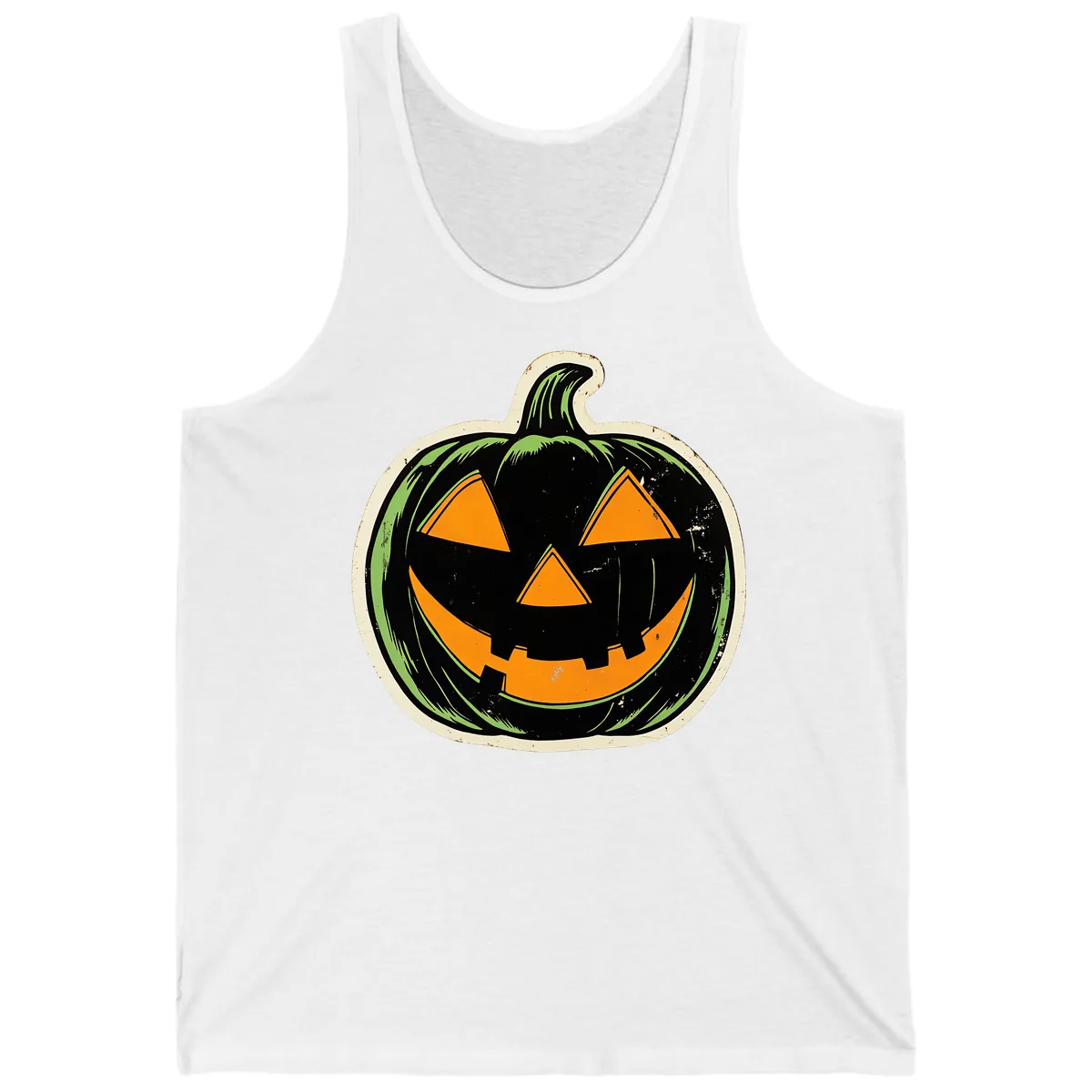 Vintage Jack-O'-Lantern Halloween Sign Tank in White