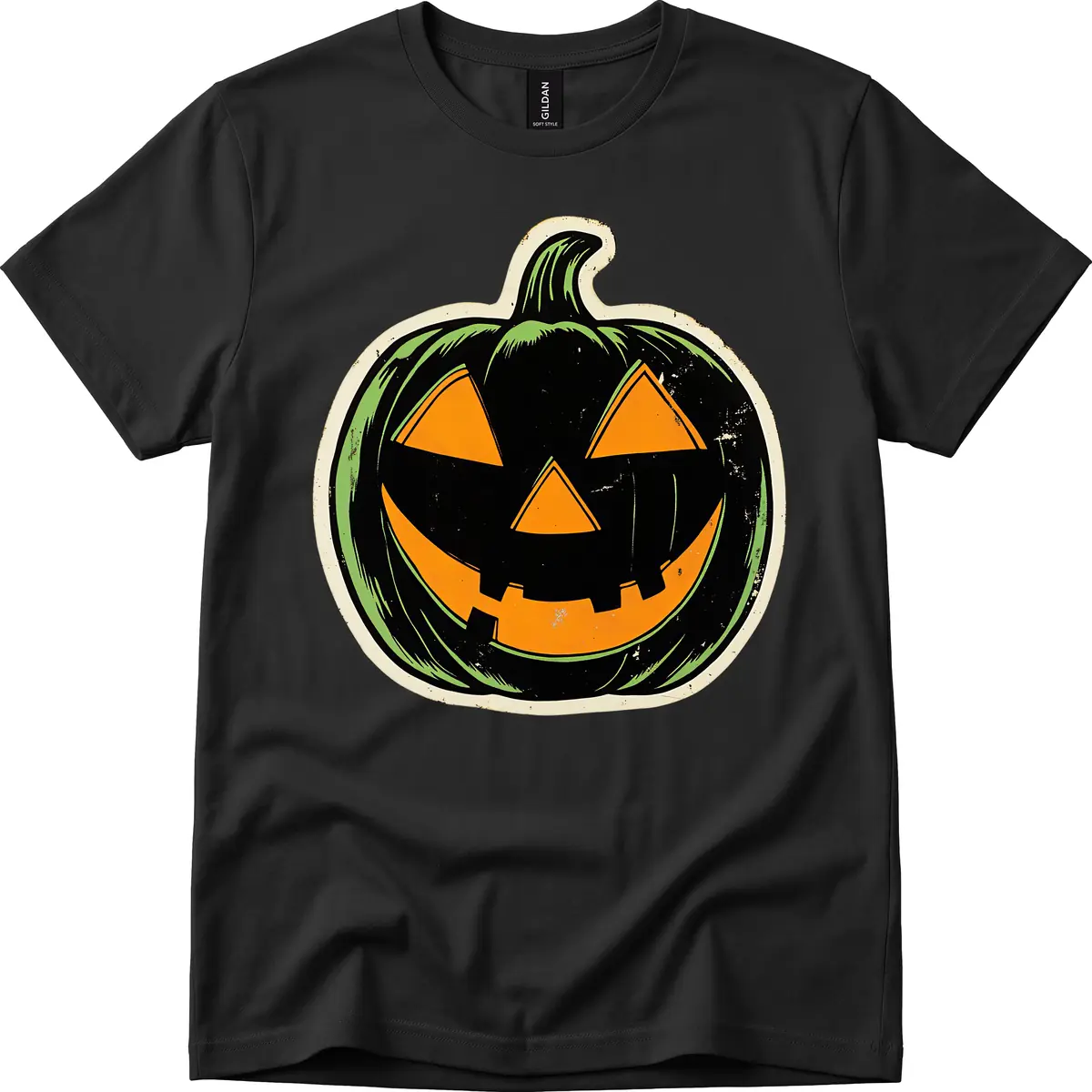 Vintage Jack-O'-Lantern Halloween Sign T-Shirt in Black