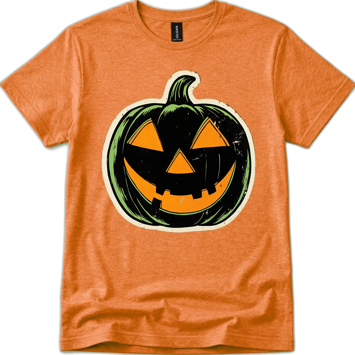Vintage Jack-O'-Lantern Halloween Sign T-Shirt in Heather Orange