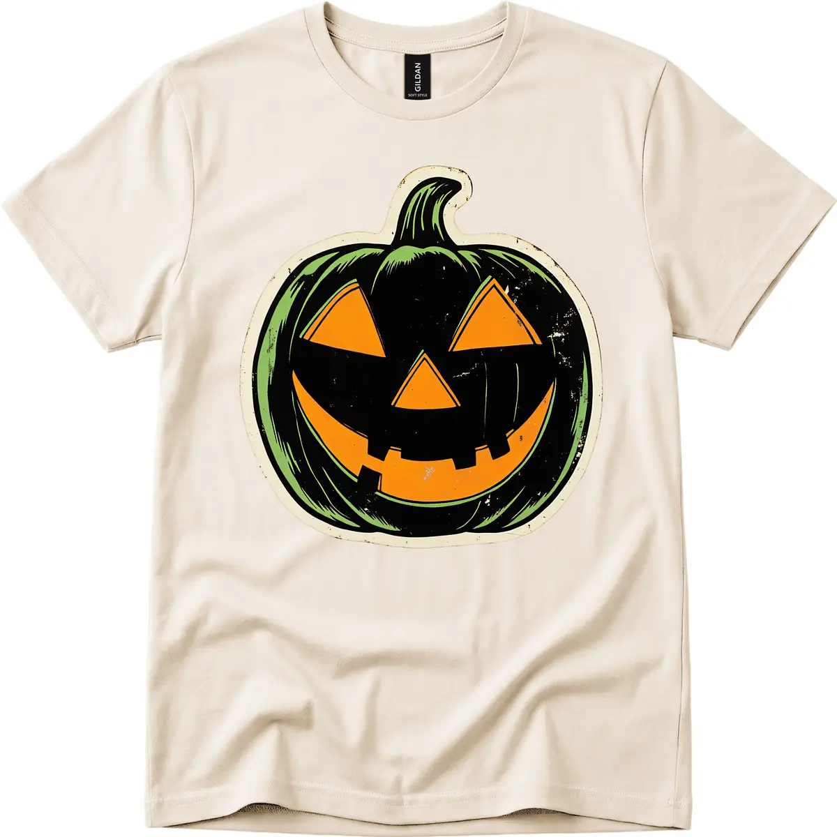 Vintage Jack-O'-Lantern Halloween Sign T-Shirt in Natural