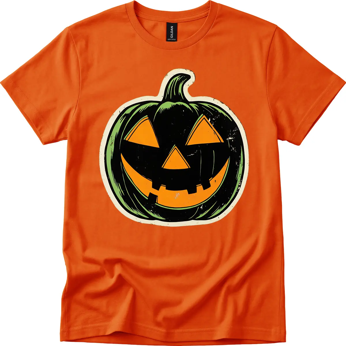 Vintage Jack-O'-Lantern Halloween Sign T-Shirt in Orange