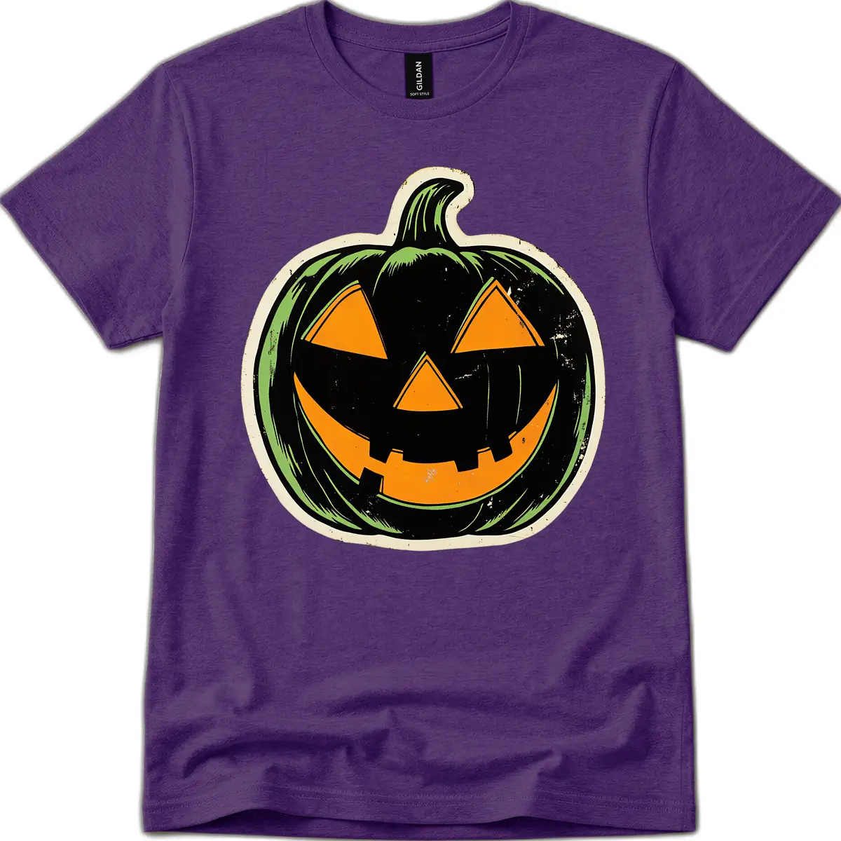 Vintage Jack-O'-Lantern Halloween Sign T-Shirt in Purple