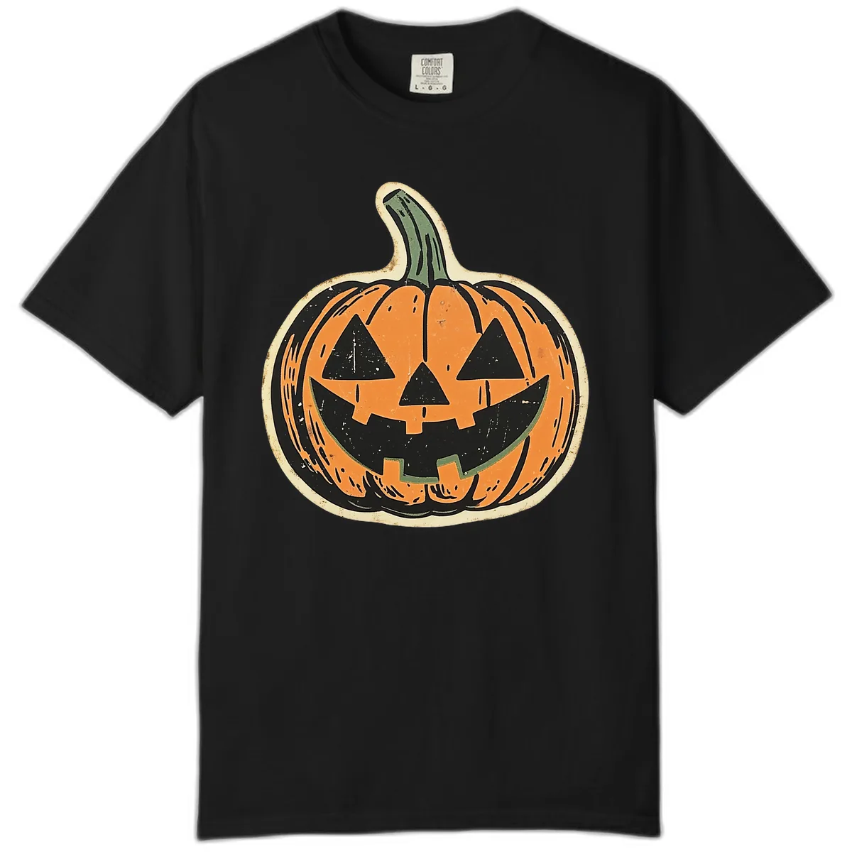 Vintage Jack-o'-Lantern Halloween Cutout Comfort Color in Black