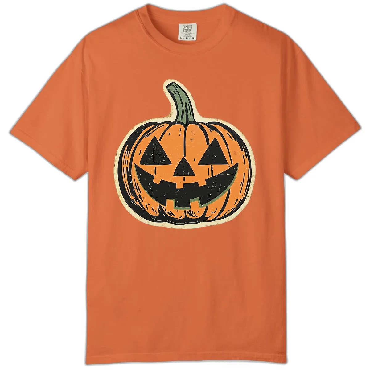 Vintage Jack-o'-Lantern Halloween Cutout Comfort Color in Burnt Orange