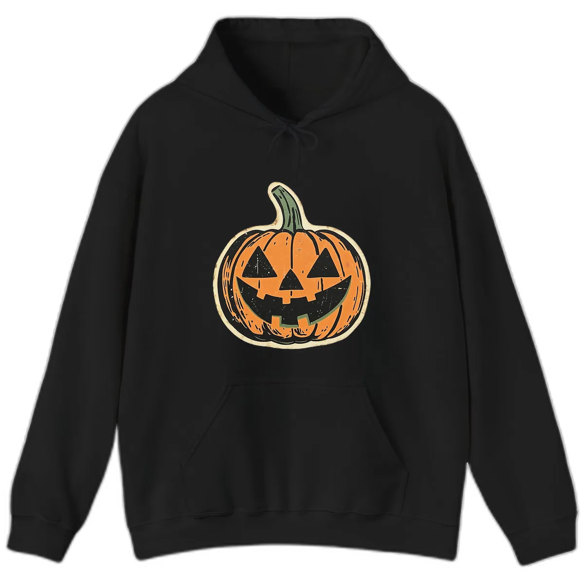Vintage Jack-o'-Lantern Halloween Cutout Hoodie in Black