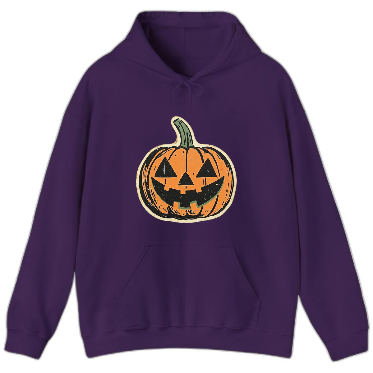 Vintage Jack-o'-Lantern Halloween Cutout Hoodie in Purple