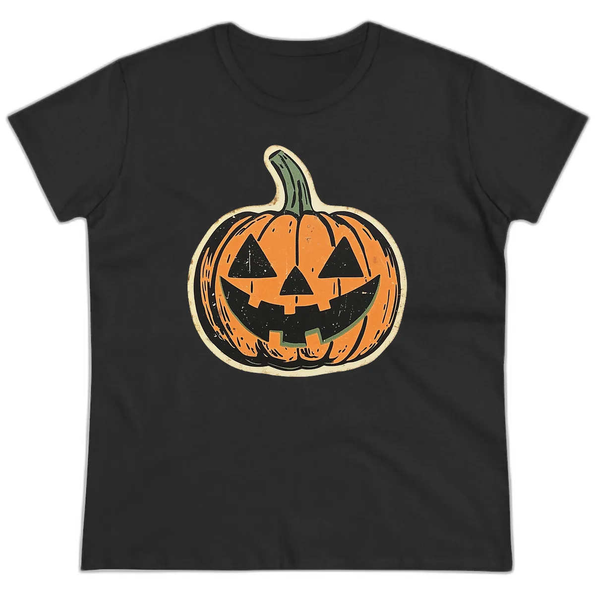 Vintage Jack-o'-Lantern Halloween Cutout Ladies Tee in Black
