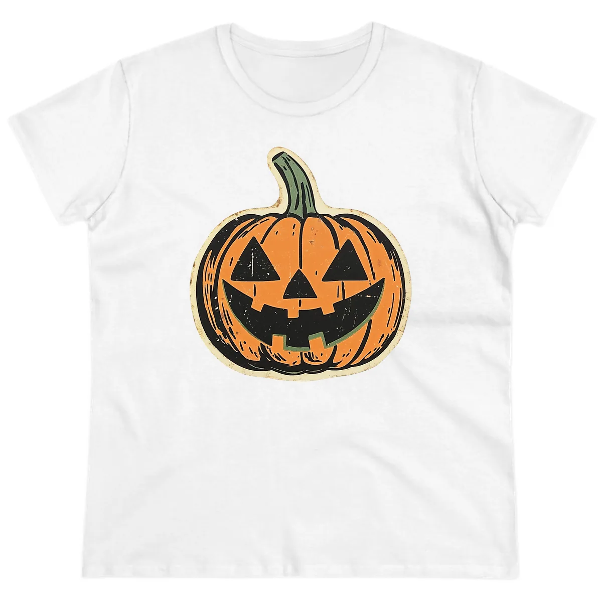 Vintage Jack-o'-Lantern Halloween Cutout Ladies Tee in White