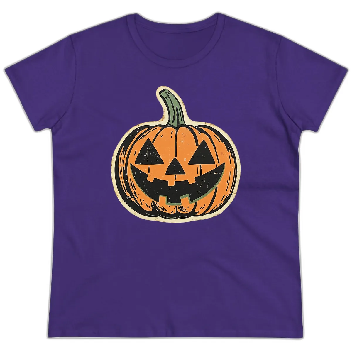 Vintage Jack-o'-Lantern Halloween Cutout Ladies Tee in Purple
