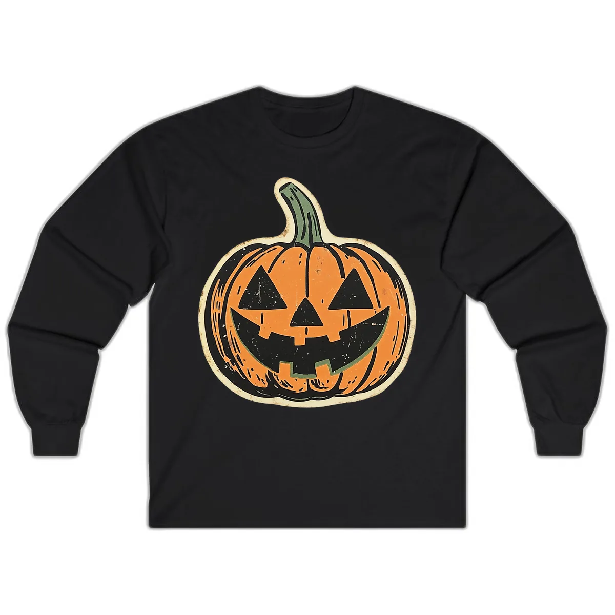 Vintage Jack-o'-Lantern Halloween Cutout Long Sleeve in Black