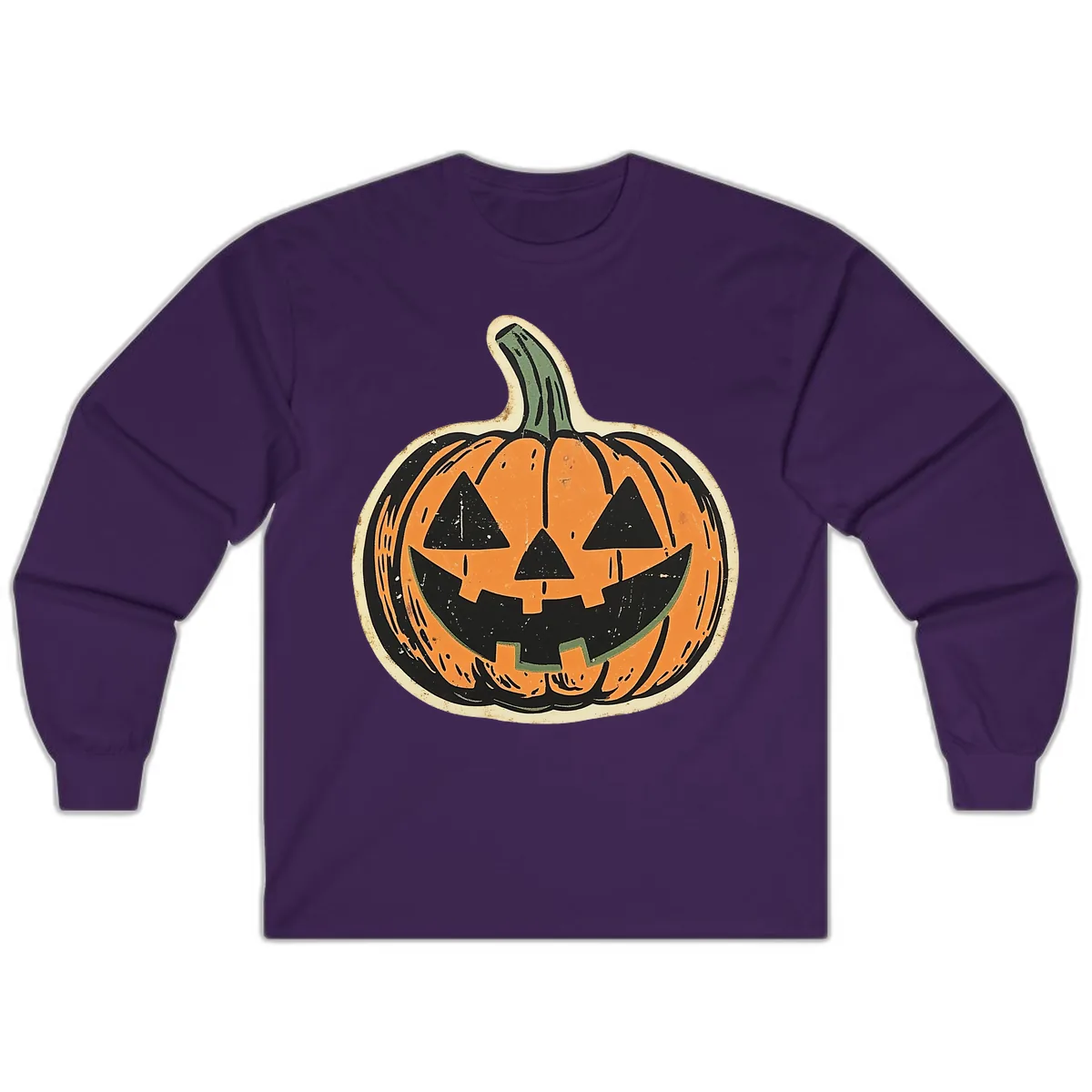 Vintage Jack-o'-Lantern Halloween Cutout Long Sleeve in Purple