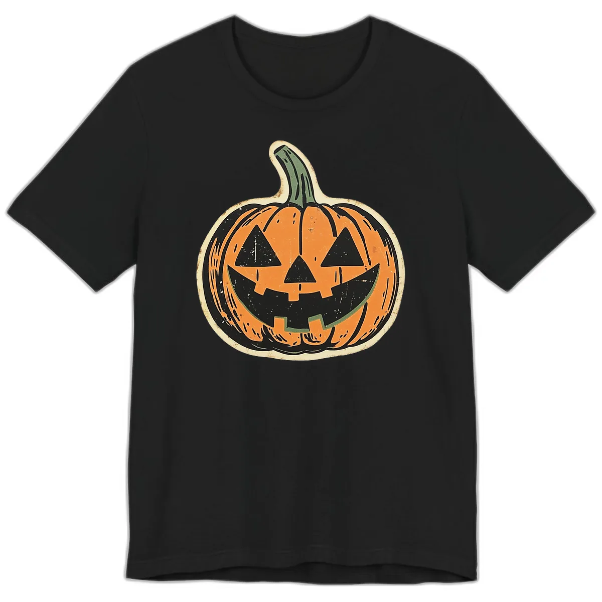 Vintage Jack-o'-Lantern Halloween Cutout Premium T-Shirt in Black