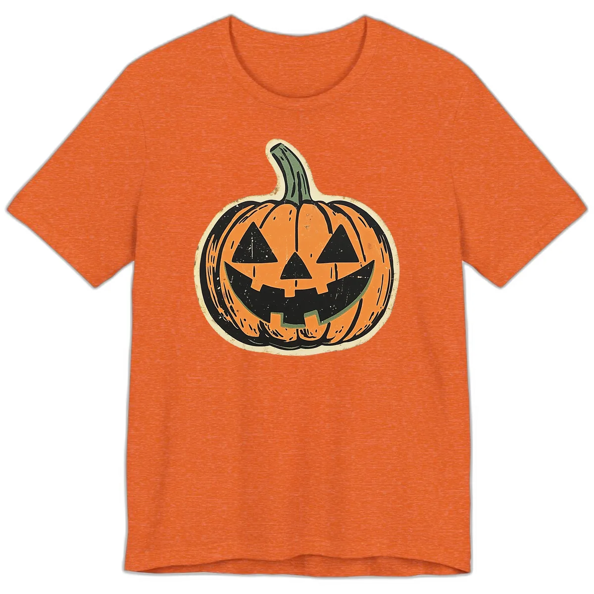 Vintage Jack-o'-Lantern Halloween Cutout Premium T-Shirt in Heather Orange