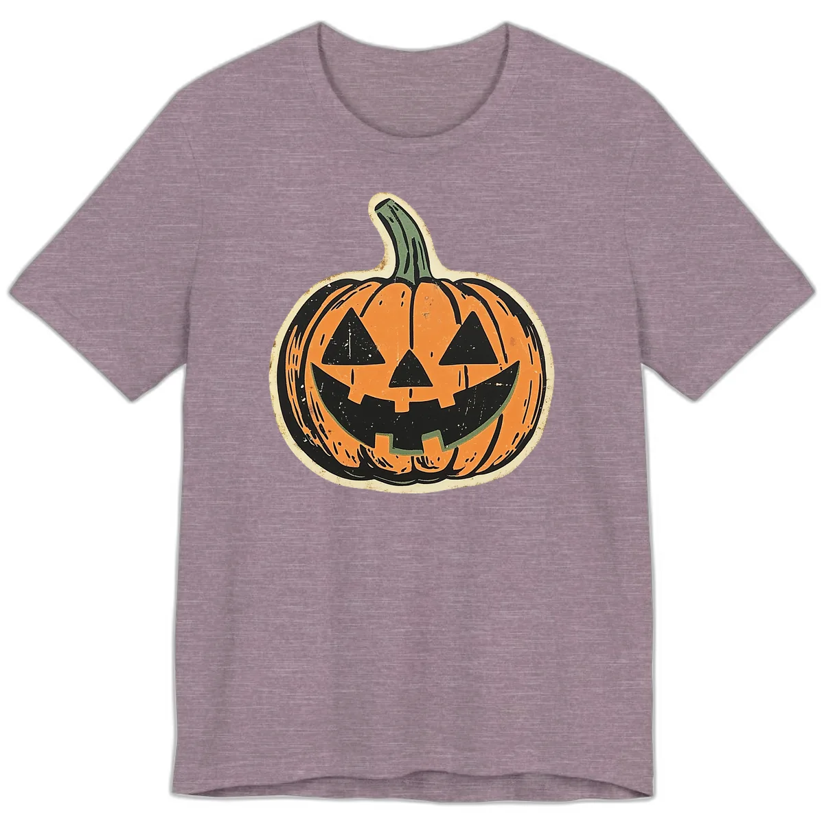 Vintage Jack-o'-Lantern Halloween Cutout Premium T-Shirt in Heather Purple