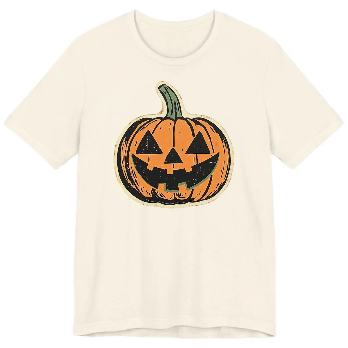 Vintage Jack-o'-Lantern Halloween Cutout Premium T-Shirt in Natural
