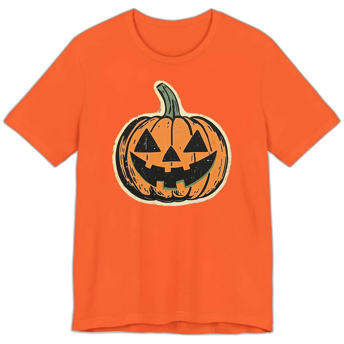 Vintage Jack-o'-Lantern Halloween Cutout Premium T-Shirt in Orange