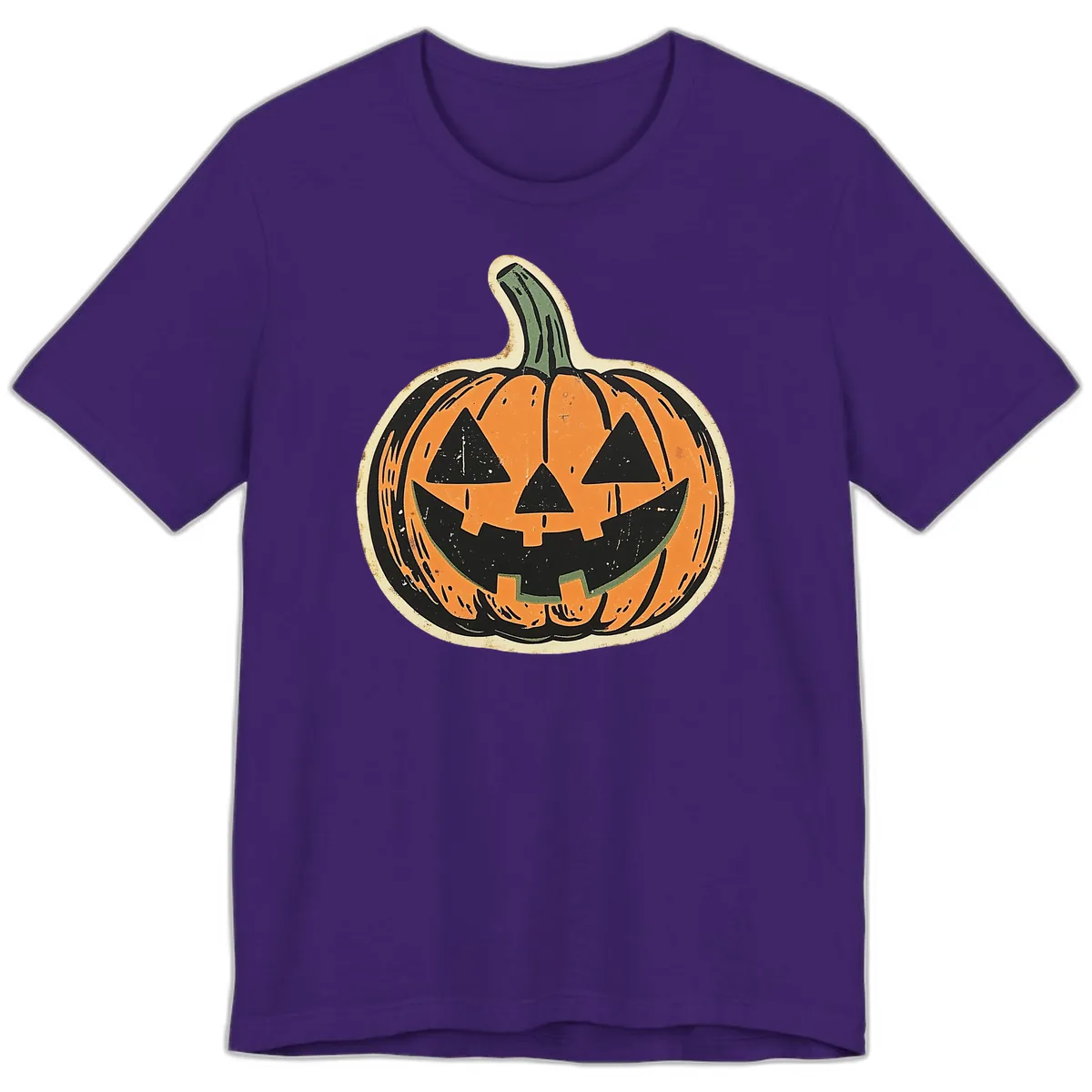 Vintage Jack-o'-Lantern Halloween Cutout Premium T-Shirt in Team Purple