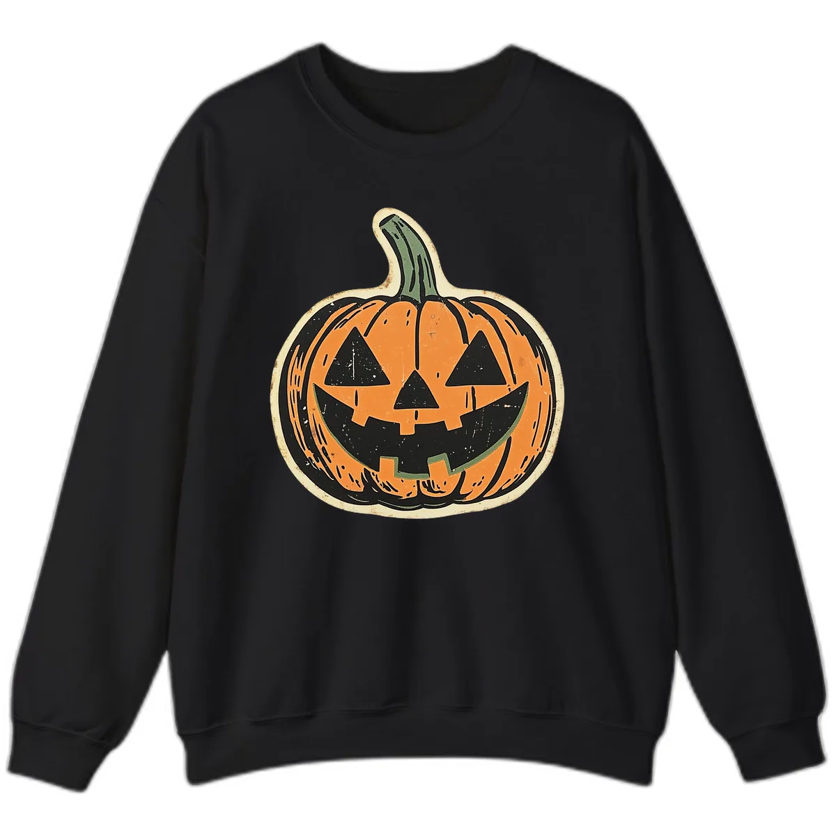 Vintage Jack-o'-Lantern Halloween Cutout Sweatshirt in Black