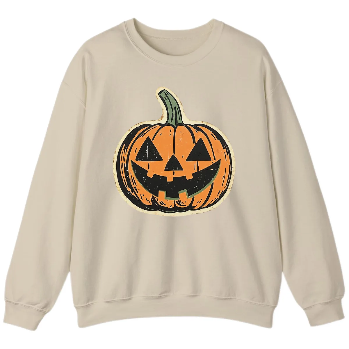 Vintage Jack-o'-Lantern Halloween Cutout Sweatshirt in Sand