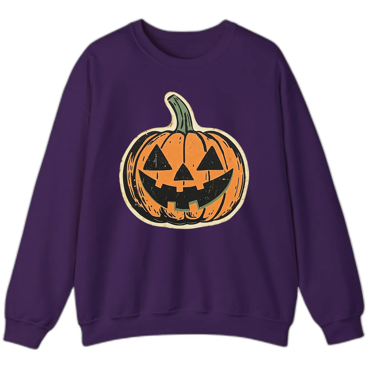 Vintage Jack-o'-Lantern Halloween Cutout Sweatshirt in Purple