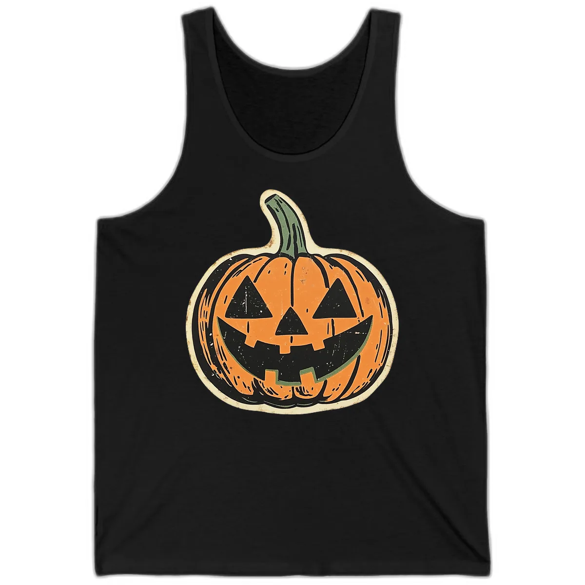 Vintage Jack-o'-Lantern Halloween Cutout Tank in Black